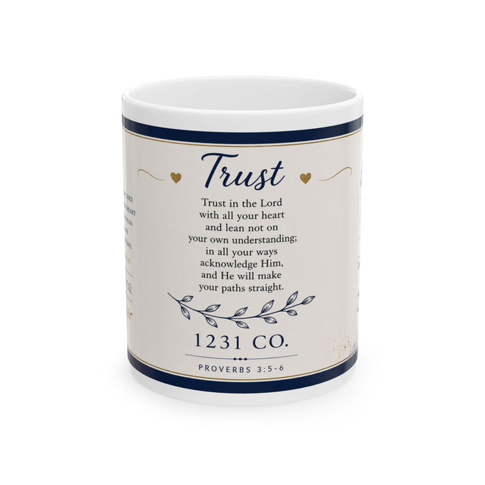 Trust Bible Verse Ceramic Mug — Proverbs 3:5-6 Inspirational Coffee Cup (11oz & 15oz)