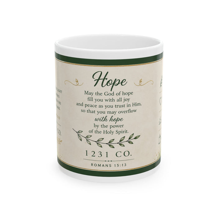 Hope Scripture Coffee Mug – Romans 15:13 Inspirational Ceramic Mug (11oz, 15oz)